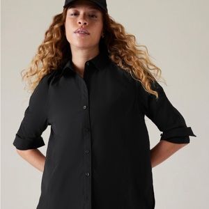 Athleta collared poplin shirt, petite M